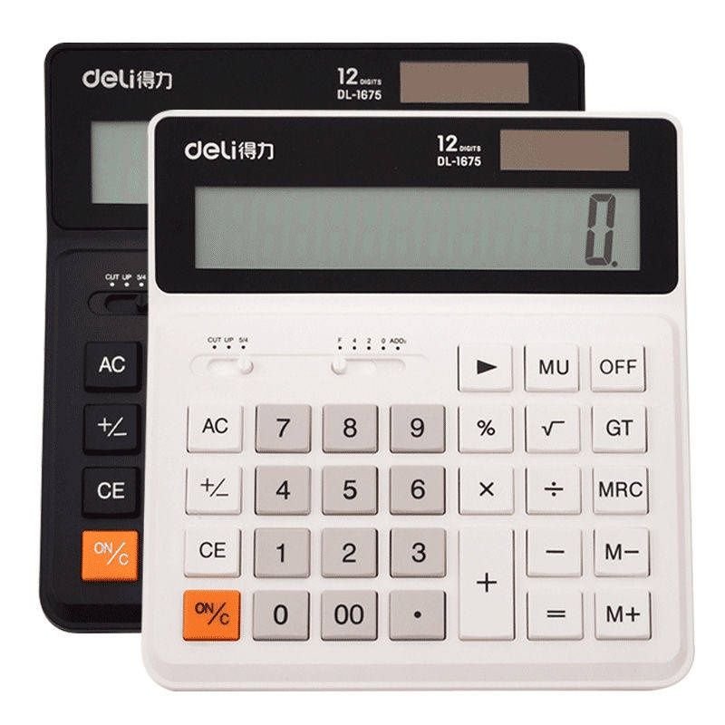 DELI Dual power Drive 12 Number Display Intelligent Shutdown Calculator