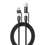 LDNIO LC17 65W 4-in-1 Fast Charging Cable (USB-A+USB-C to USB-C+Portable LED Lightning)