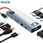 Rock TR30 10in1 Type-C To HDMI VGA Audio USB 3.0 SD TF LAN PD Docking Station Hub