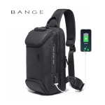 BANGE BG-7082 Anti-theft TSA Lock Crossbody Bag Waterproof Chest Pack with External USB Port