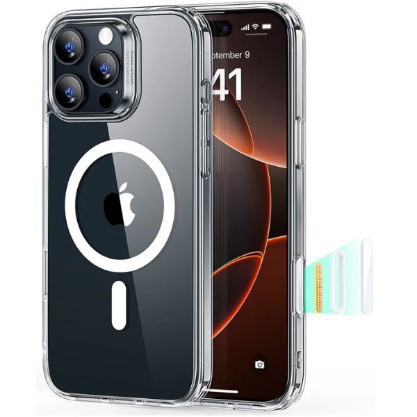 ESR HaloLock Classic Hybrid Case with Camera Control for iPhone 16 Series—Clear/Black