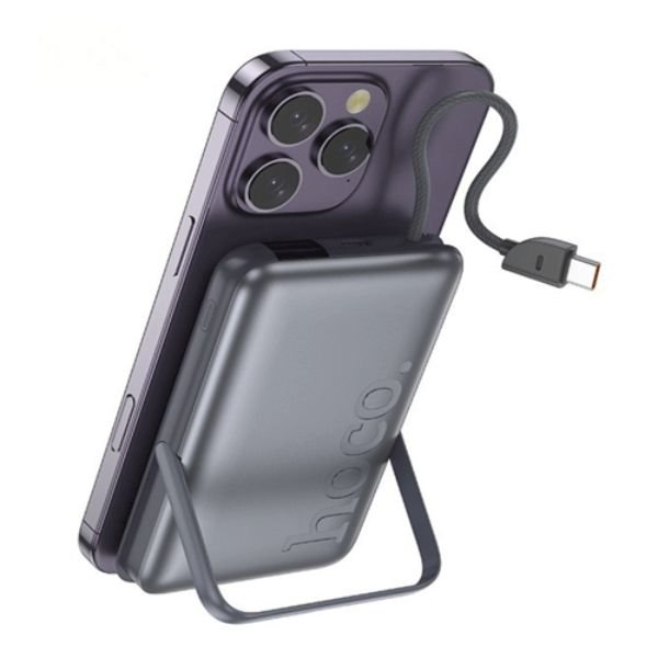 Hoco Q43 10,000mAh 20W Magnetic Wireless Power Bank with Attached Cable & Foldable Stand