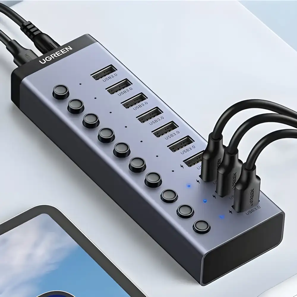 Ugreen CM482 (30779) USB Male to 10 USB Female Black USB HUB