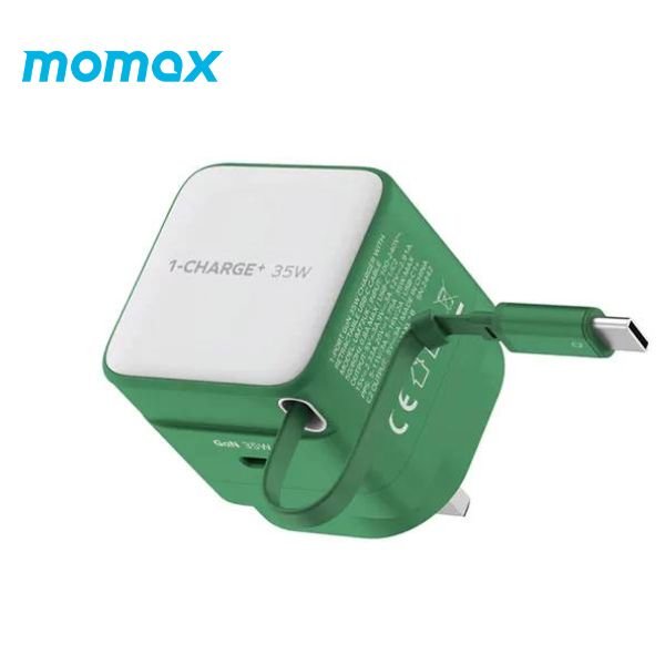 MOMAX 1 Charge 1 Port GaN Charger With Built In USB C Cable 35W