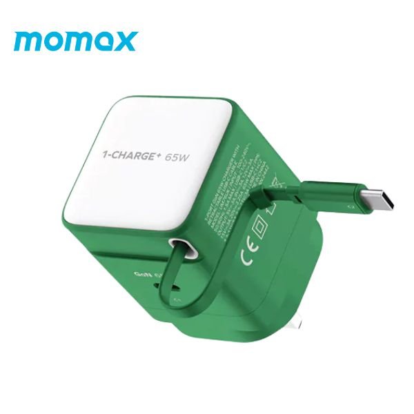 Momax 1 Charge 65W GaN Charger with Retractable Cable US Plug